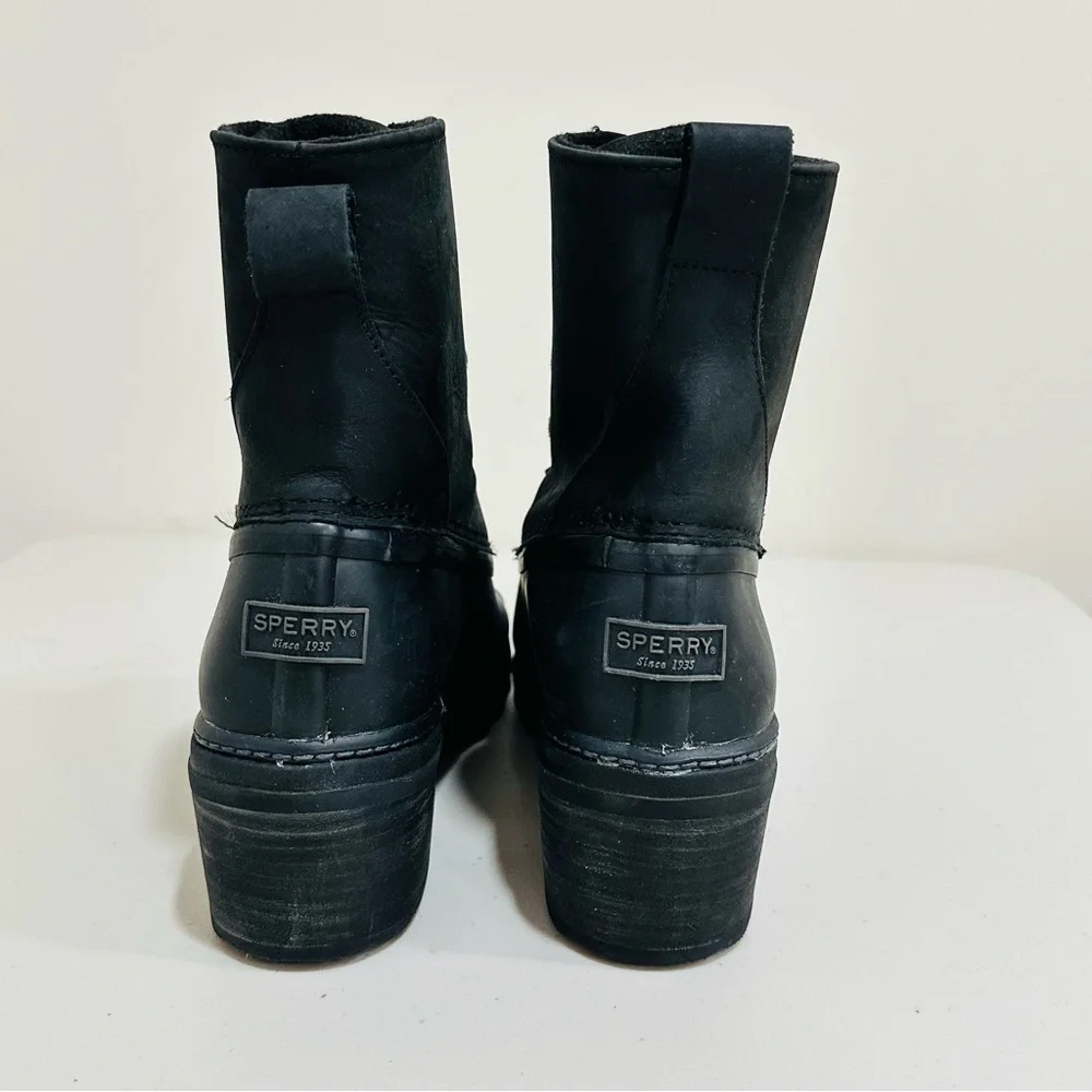 Women's Sperry Saltwater‎ Heel Duck Boots Black STS85478 Size 9Medium M Leather